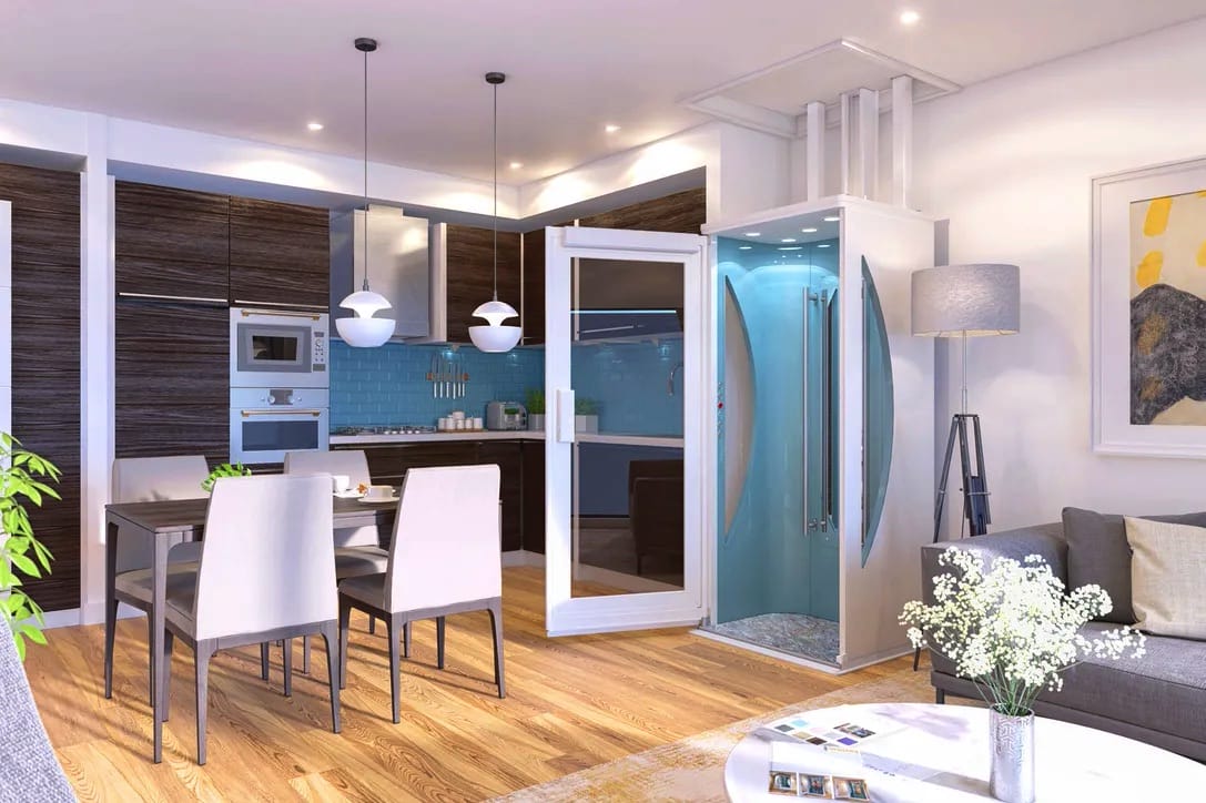 Elesse Home Lift in kitchen with door open